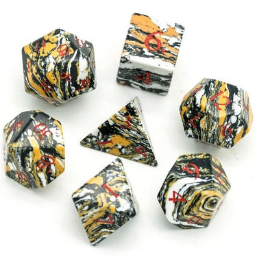 White and Black Turquoise Gemstone - 7pcs RPG Dice Set